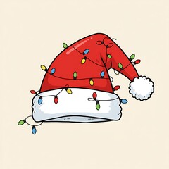 Red Santa Hat with Hanging Christmas Lights
