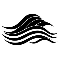 Waves or Ocean Line vector clean black silhouette design white background