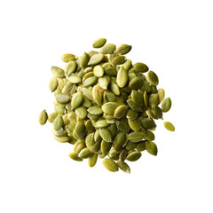 Close-up of a Pile of Shelled Pumpkin Seeds on Black Background