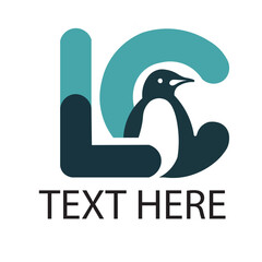 LC letter with penguin logo design illustration 