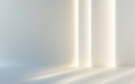 Empty abstract background in neutral colors for business product presentation. Geometrical shadows on wall for modern minimalist mockup backdrop. - Powered by Adobe