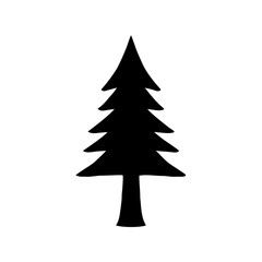 Obraz premium A simplistic monochromatic silhouette of a traditional Christmas evergreen tree design