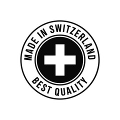 Made in Switzerland best quality label with Swiss cross symbol