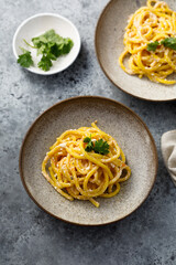 Homemade pasta with cheese sauce