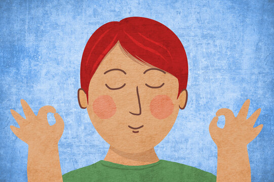 Peaceful mindfulness meditation illustration