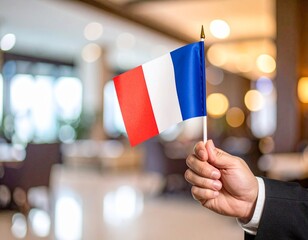 Hand Holding a French Flag - Celebrating France and French Culture