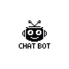 Pixelated Chat Bot Logo Design for Modern Technology and Communication
