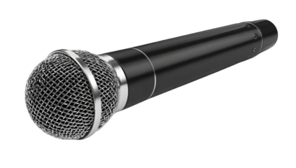 Black microphone with silver mesh grille
