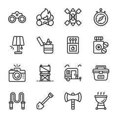 Camping and adventure Vector Outline Icon. Set 1