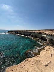 Cliffs with turquoise water on a beautiful summer day