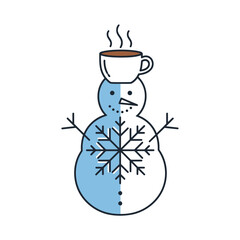 A whimsical winter icon. Fusing a snowman, snowflake, and hot cocoa, it symbolizes festive fun, snowy beauty, and warm seasonal cheer