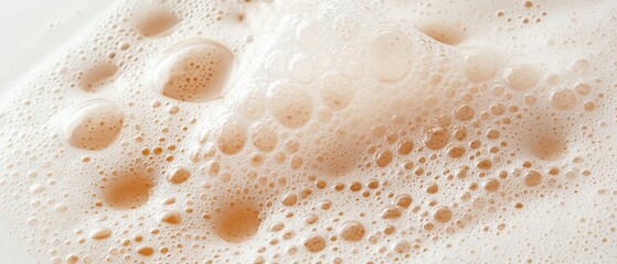 Close up of craft beverages. Bubbles and foam texture. Light orange liquid. Surface detail. Refreshing drink. Beverage background