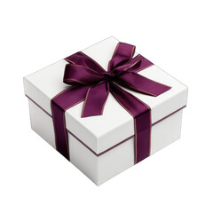 Fototapeta premium White gift box with a purple ribbon bow (1)