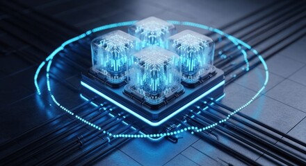 Sophisticated technological visualization showcasing advanced computing capabilities and high-tech