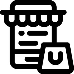 mobile shopping line icon. Clean and minimalist vector icon for websites, mobile apps, presentations, and logos. Fully scalable and customizable for any project.