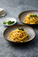 Homemade pasta with cheese sauce