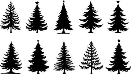 "Christmas Tree Silhouette Set &ndash; Holiday Pine and Fir Vector Collection"