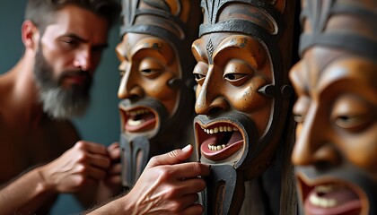 Northwest Coast Mask Carving in Progress