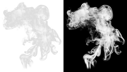 Ethereal swirling white smoke effect png cut out element set, transparent background