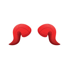 Vector Art of Curved Red Horns