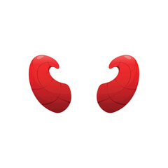 Red Curved Horns for Halloween Design