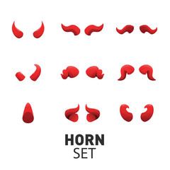 Red Devil Horns Vector Illustration Set