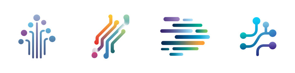 Obraz premium Abstract Technology Circuit Icons: Data Stream Concept