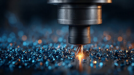 Precision Engineering: A close-up image reveals a CNC milling machine at work, creating intricate designs on a metal surface.