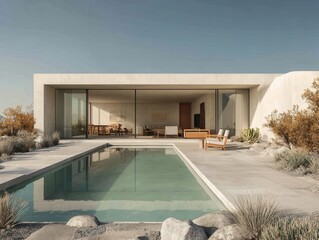 Modern desert home with pool and patio