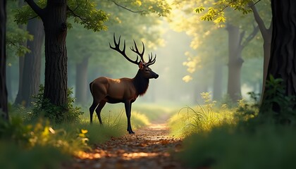 Majestic Elk in a Forest Clearing