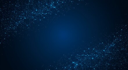 Abstract Futuristic Network Plexus Glowing Particle Connection on Dark Blue Background