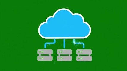 Cloud network icon, connected servers and online computing infrastructure concept on green background for data management and internet applications
 - Powered by Adobe