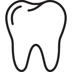 Tooth icon illustration isolated on white background, representing dental hygiene, oral health, and medical care, a simple and minimal design for healthcare and wellness