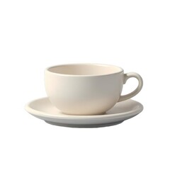 Obraz premium オフホワイトのティーカップとソーサー 白い背景にシンプルなテーブルウェア 静物写真
