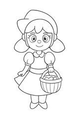 Gretel Carrying Bucket of Water Outline Vector Artwork