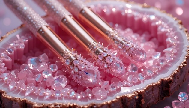 Cosmetic or make-up set (brush) in pink  - Powered by Adobe