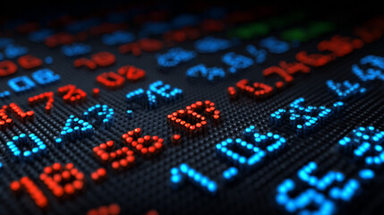 Market data: illuminated figures on a display panel