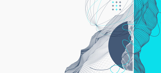 Abstract wireframe background. Modern science or technology art elements. Surface illustration.