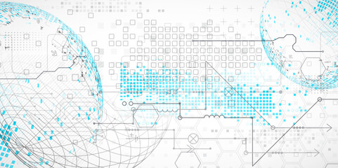 Science and technology background using hexagon and sphere shapes. Vector.