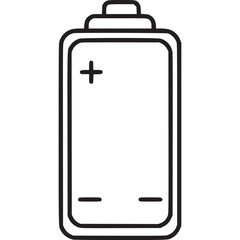 Illustration of a battery, isolated on white background, representing energy, power, and electricity storage for portable electronic devices and renewable energy sources