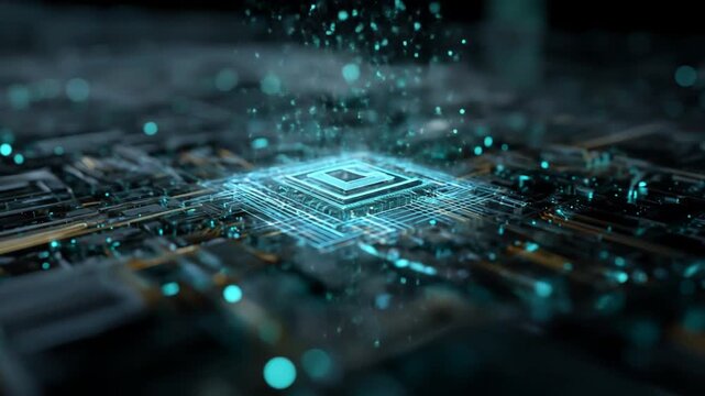 Intricate Circuit Board Animation with Glowing Signals Illuminating Technology's Foundation
