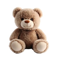 茶色のテディベアのぬいぐるみがおもちゃの背景に座って分離されました