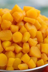 Thai candied sweet potato in syrup dessert topping for traditional sweets