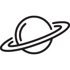 Illustration of a planet with rings orbiting it, isolated on white background, representing space exploration, astronomy, and the wonders of the universe and scientific research