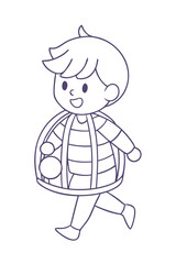 Hansel Escaping From Cage Outline Vector Story Scene
