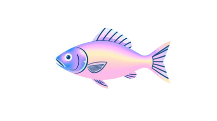 A single, stylized fish illustration, featuring a gradient of pastel colors, isolated on white.