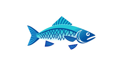 Side view of a stylized, black and white fish illustration.