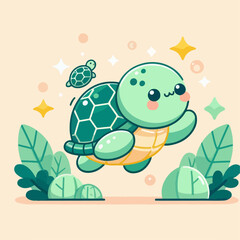 cute turtle flat illustration