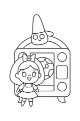 Witch Falling Into Oven Outline Vector Story Scene