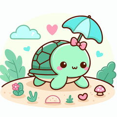 Obraz premium cute turtle flat illustration